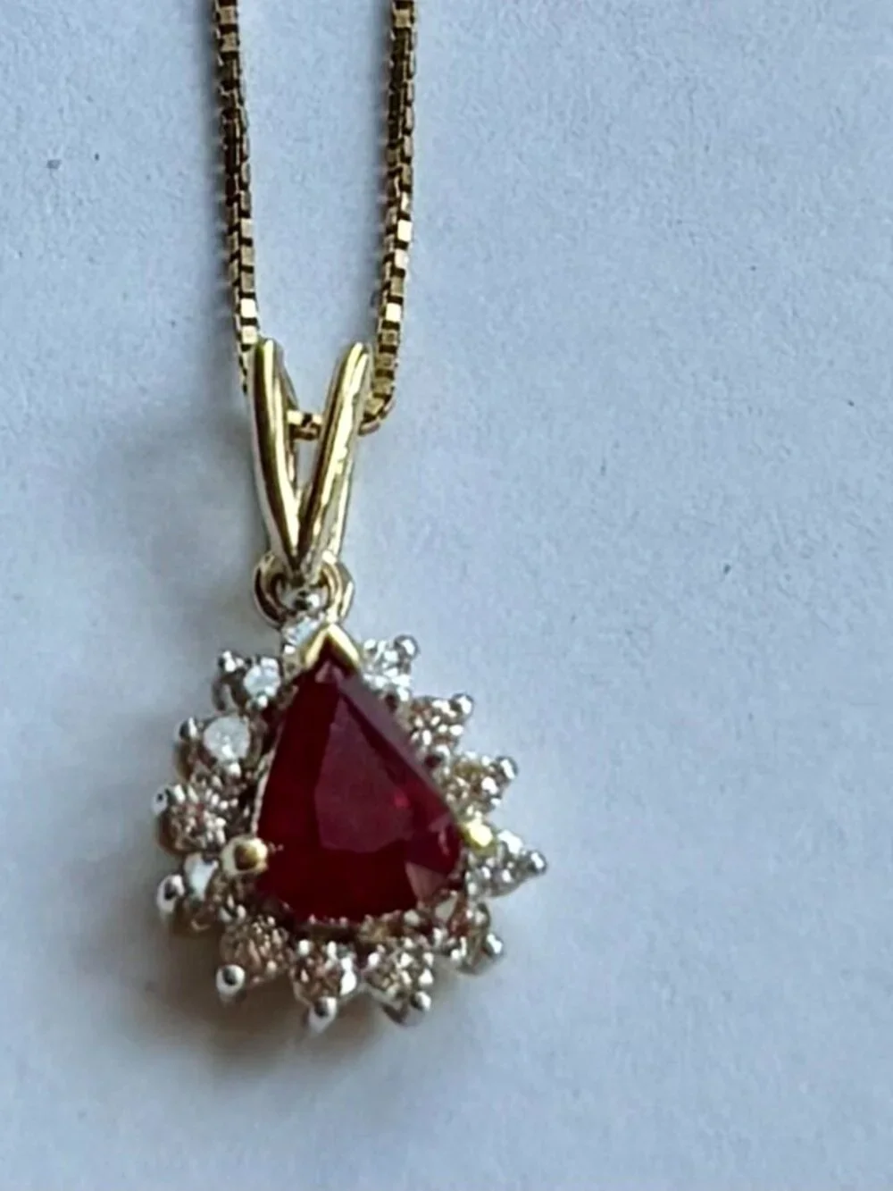 Pigeon Red Ruby and Diamonds set , Earring, pendant/chain, Ring in 14ky gold.